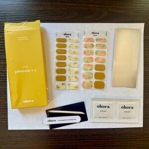 Ohora N Vintage Quince ND-222 Semi-Cured Gel Nail Strips – Gold Floral Marble